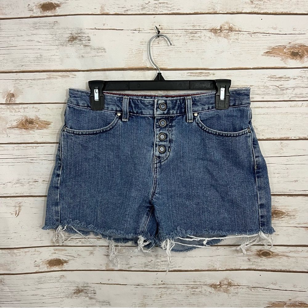 Vintage Tommy Hilfiger Snap Button Fly Y2K 90s Cut Off Shorts
